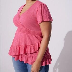 NWT Torrid 2 Cotton Modal Slub Surplice Faux Wrap Top